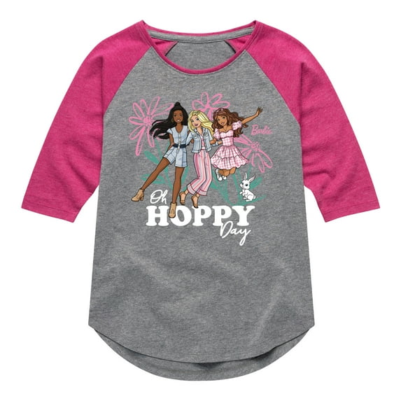 Barbie - Easter - Oh Hoppy Day - Toddler And Youth Girls Raglan Graphic T-Shirt