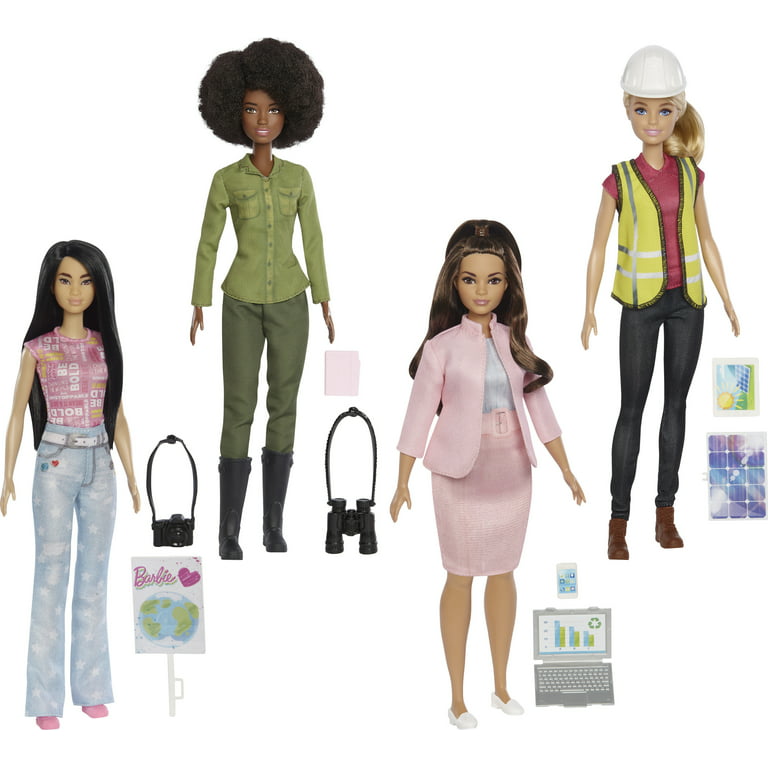 Barbie Eco Leadership Team Dolls, 4 Doll Set with Clothes & Sustainable  Career-Related Accessories 