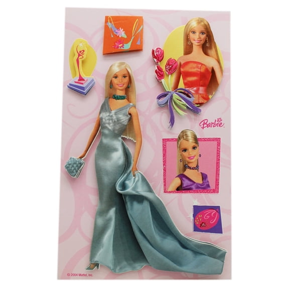 Barbie Evening Gown 3D Raised Sticker Sheeet (5 Stickers)