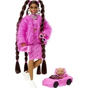 Barbie Extra Fashion Doll with Long Brunette Hair, Pink 2-Piece Outfit, Accessories & Pet