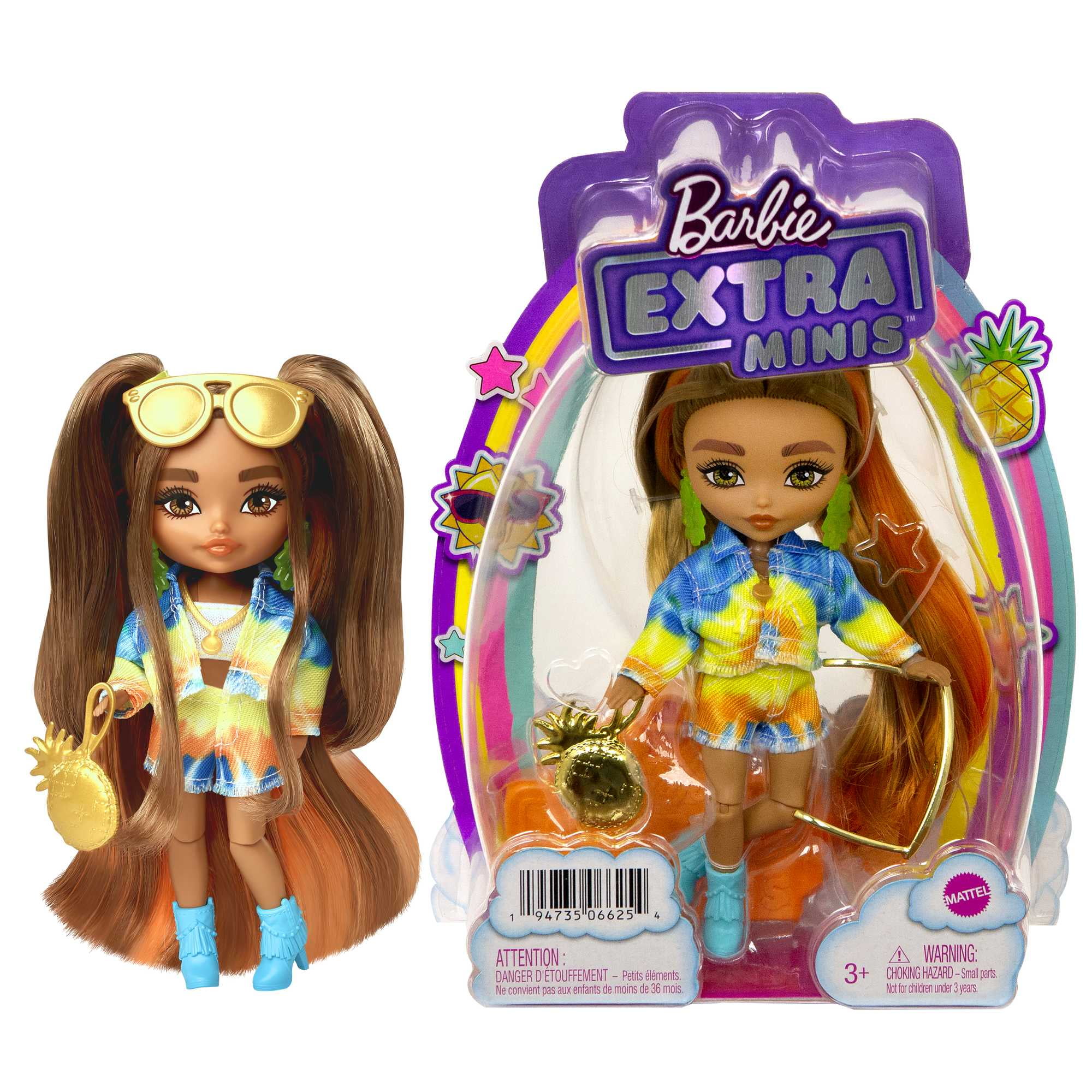 Barbie Extra Minis Doll #5 with Extra-Long Ombre Hair in Tie-Dye Jacket & Shorts with Accessories