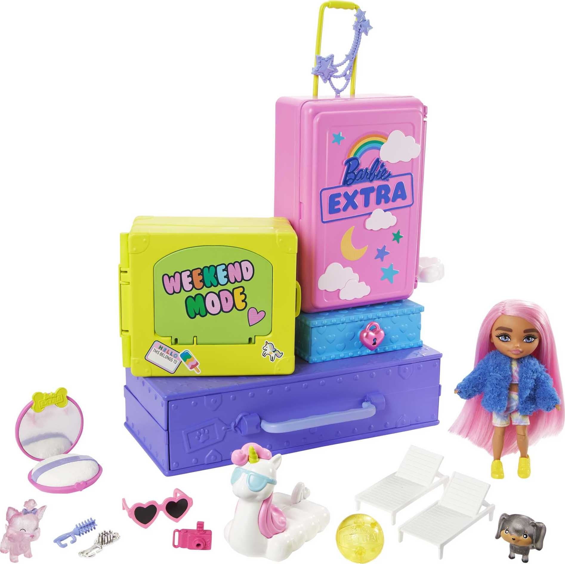 Barbie Extra Minis Pet Dollhouse, Travel Party Playset with Doll
