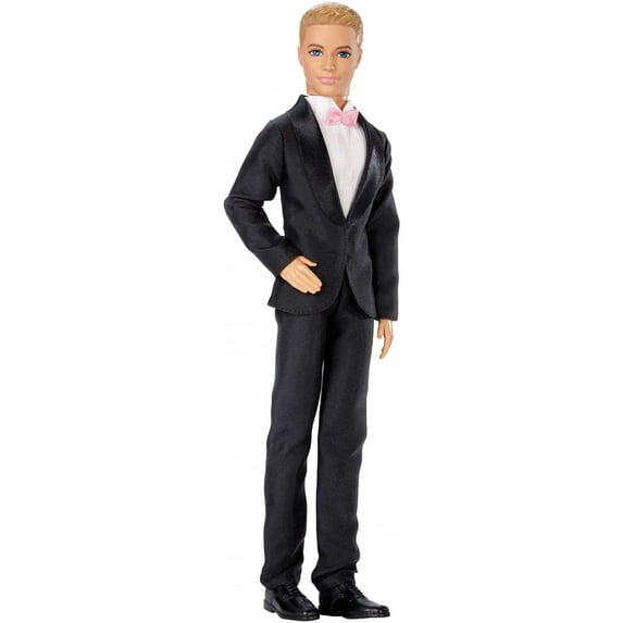 Barbie Fairytale Ken Groom Doll In Wedding Tuxedo with Pink Bowtie