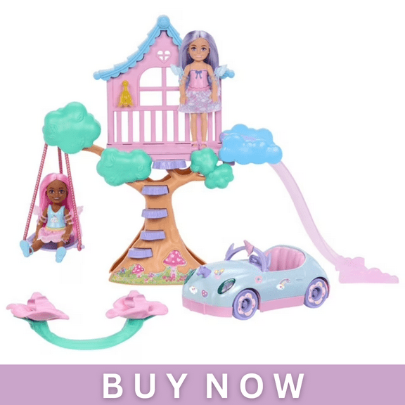 Barbie Fantasy Treehouse Playset with 2 Chelsea Dolls and Car  Imaginative Dollhouse Adventure