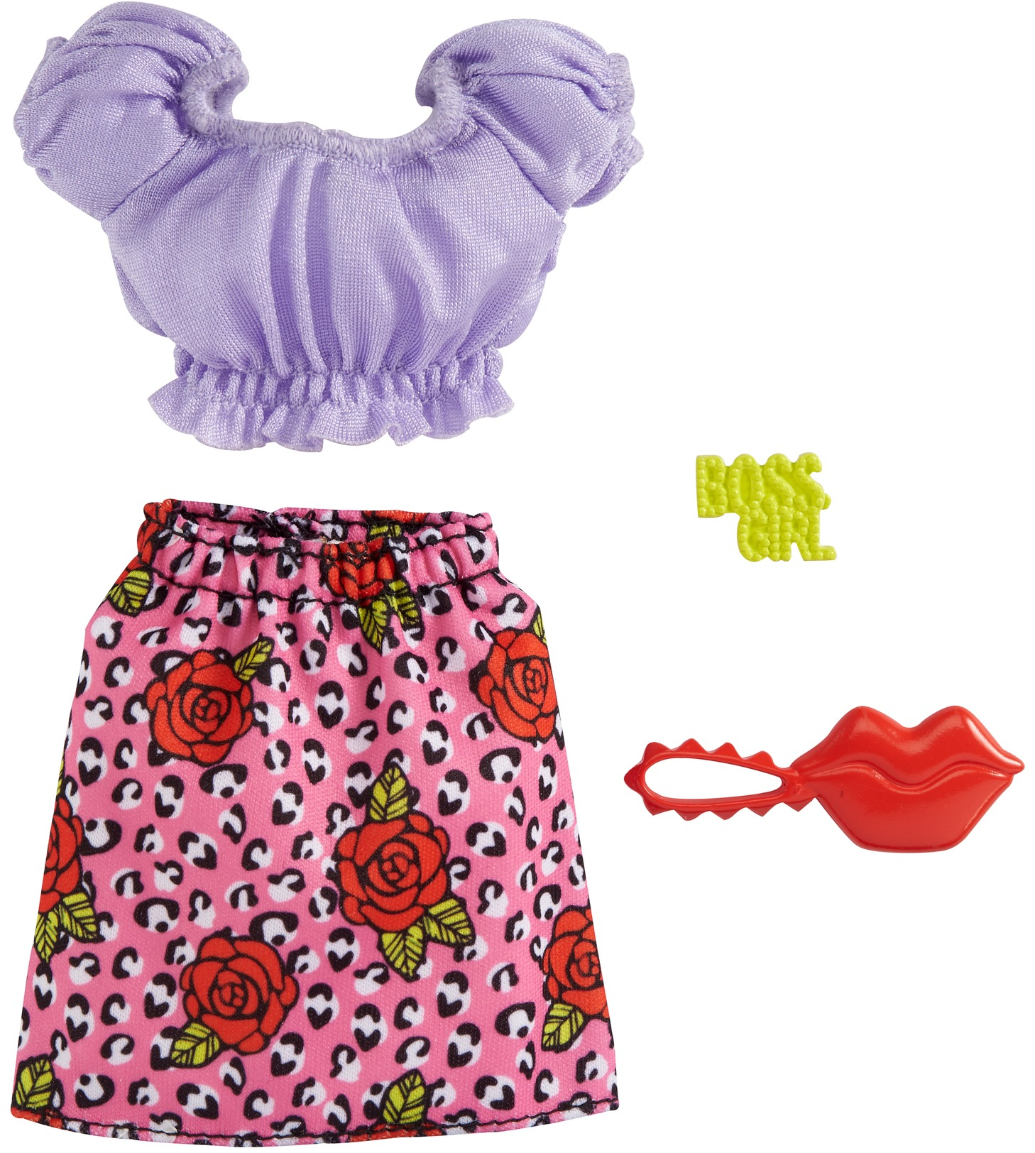 GRB96 - Barbie Fashion Pack with Purple Crop Top, Floral Skirt