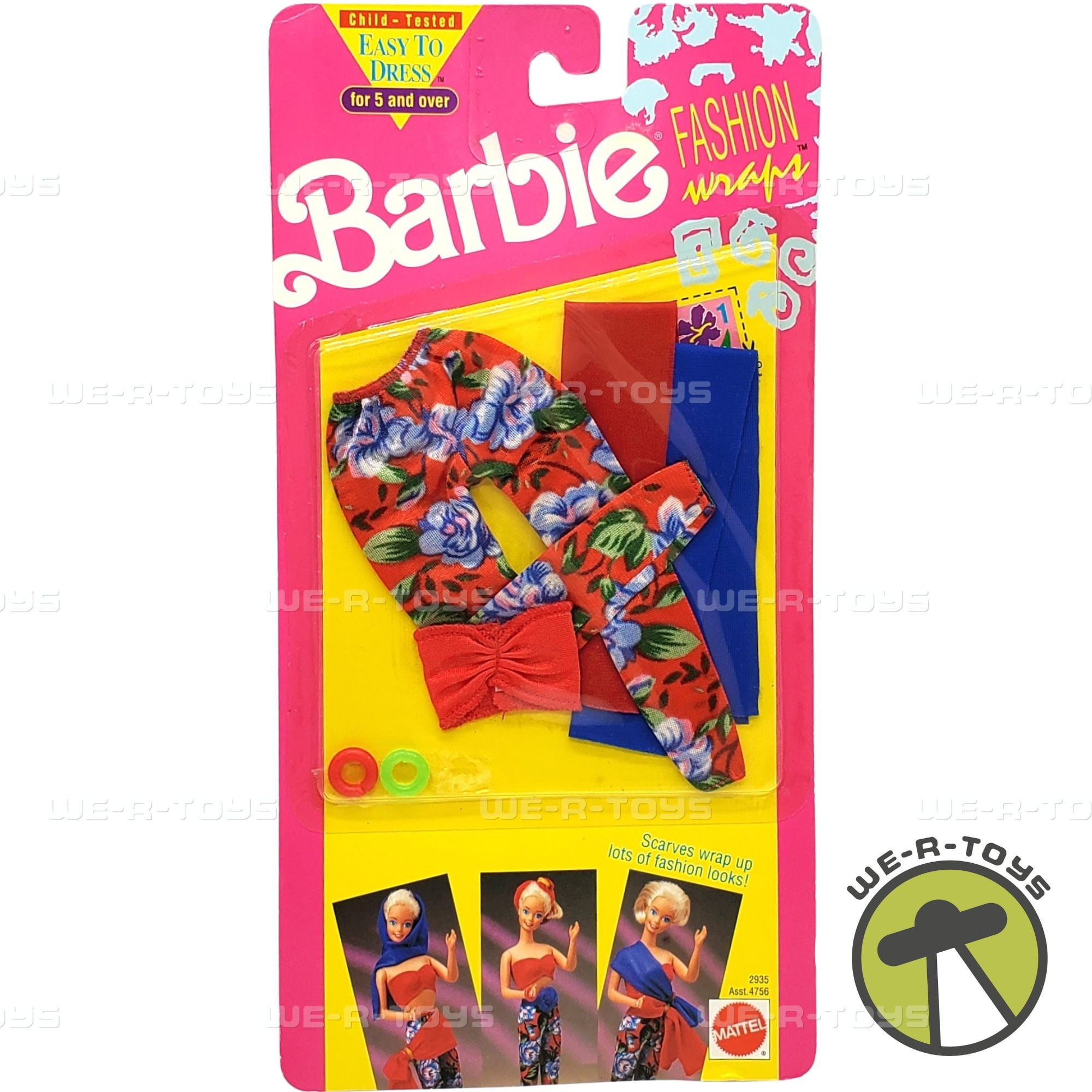 Barbie Fashion Wraps Red & Blue Outfit 1991 Mattel 2935 - Walmart.com