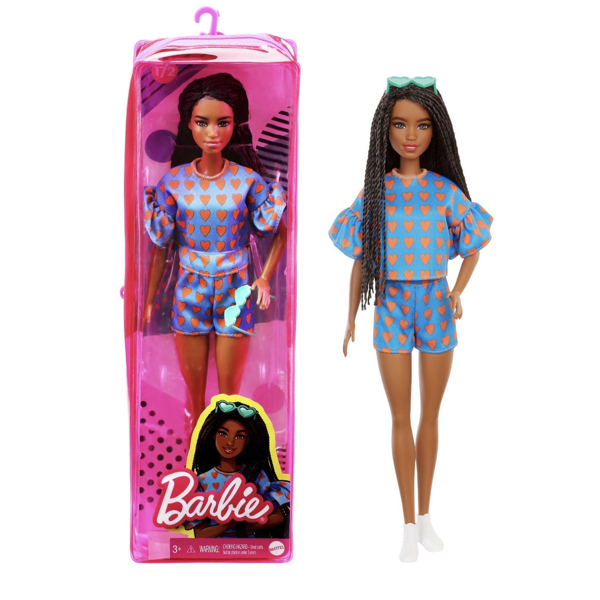Barbie Fashionistas avec une robe bleue à Hearts 172 Mattel