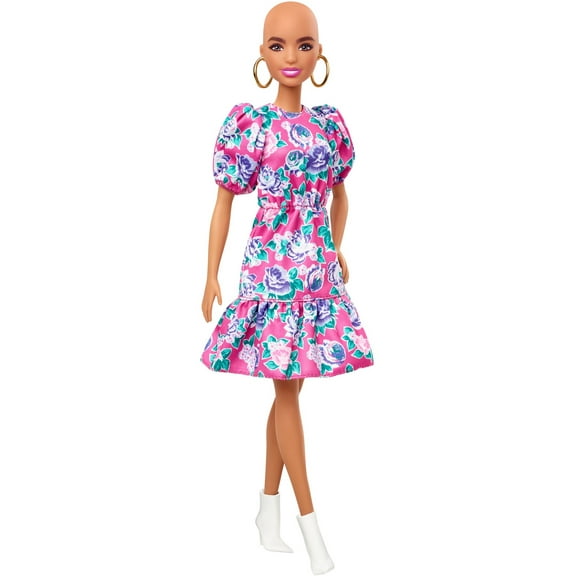 Barbie Fashionistas Doll #150 with No-Hair Look & Floral Dress