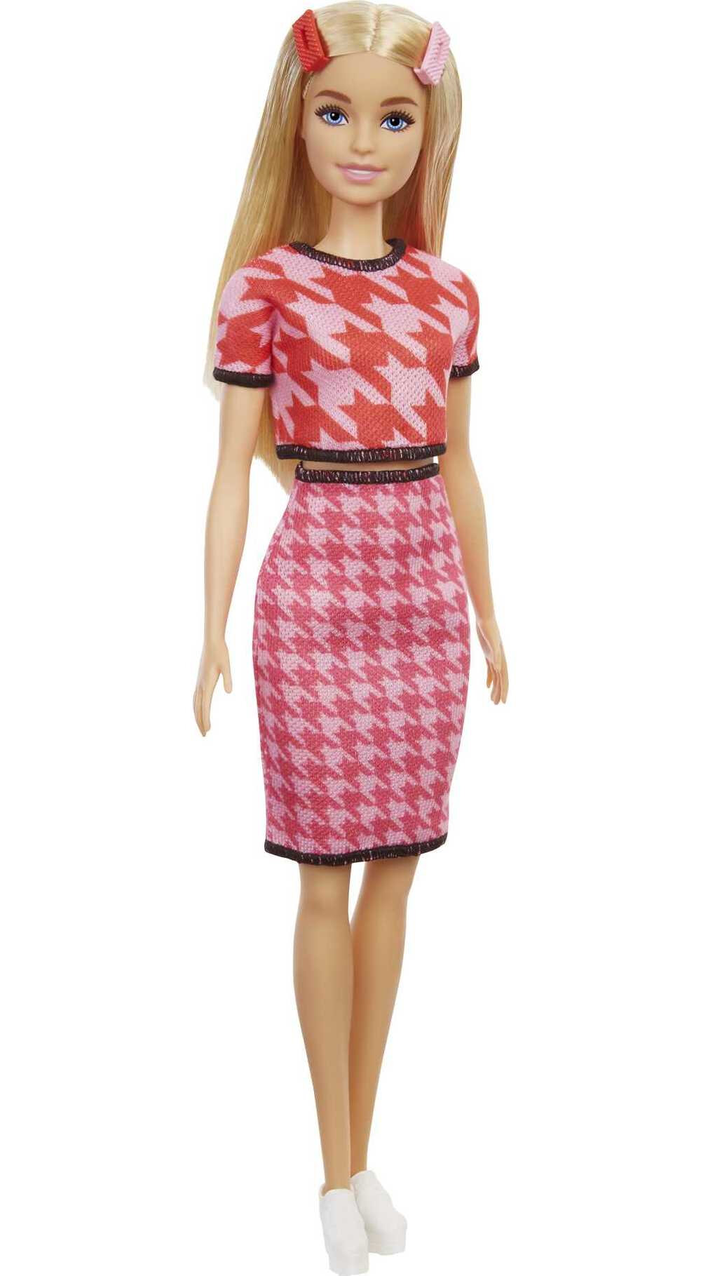 Barbie Fashionistas Doll #169 with Long Blonde Hair in Houndstooth Crop Top & Skirt - image 1 of 7
