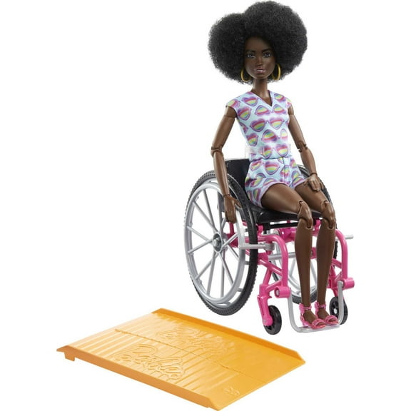 Barbie Fashionistas Doll #194 with Wheelchair and Ramp, Heart Romper with Accessories