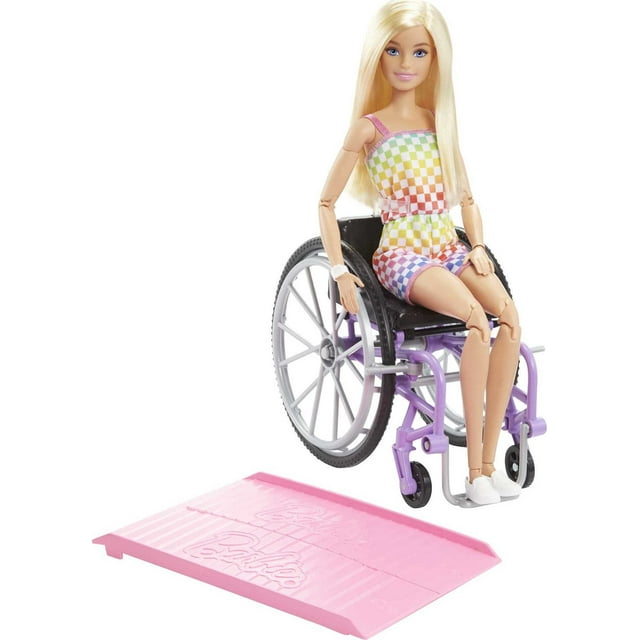 Barbie Fashionistas Doll 194, Toy Barbie with Wheelchair, Ramp