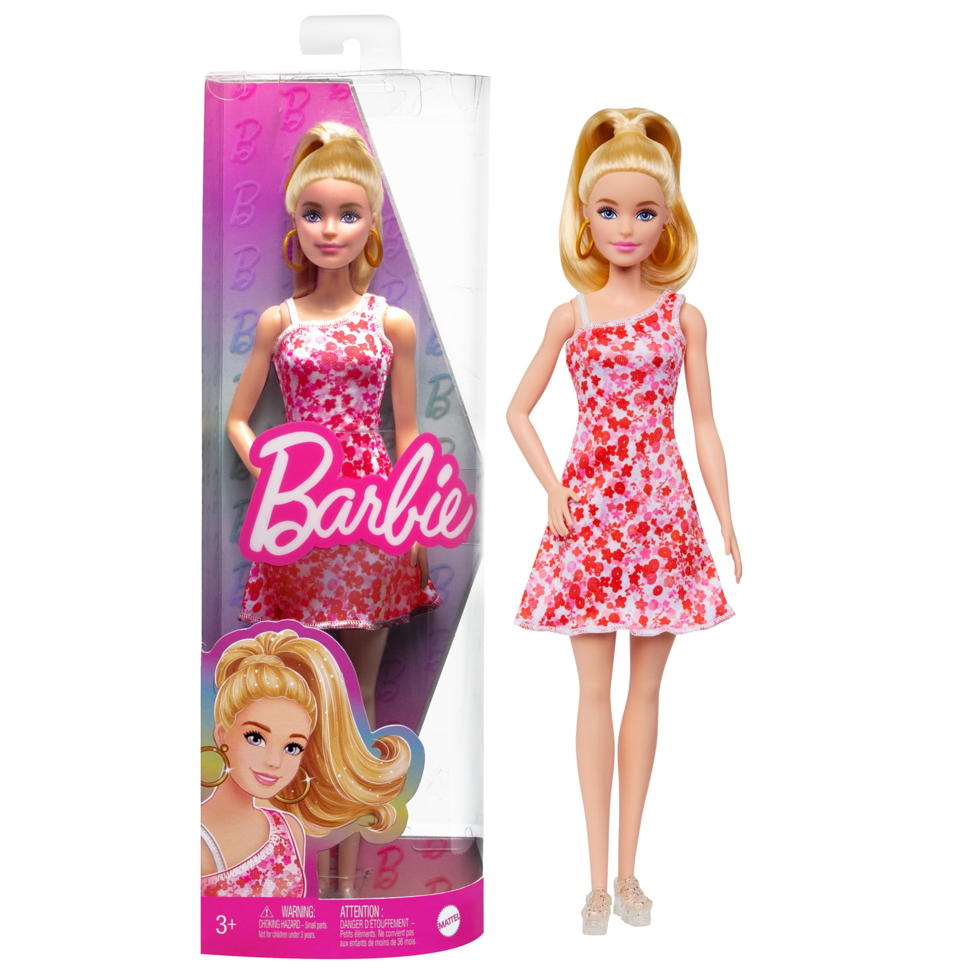 Barbie Fashionistas Doll #205 with Blond Ponytail and Floral Dress, 11.73 in