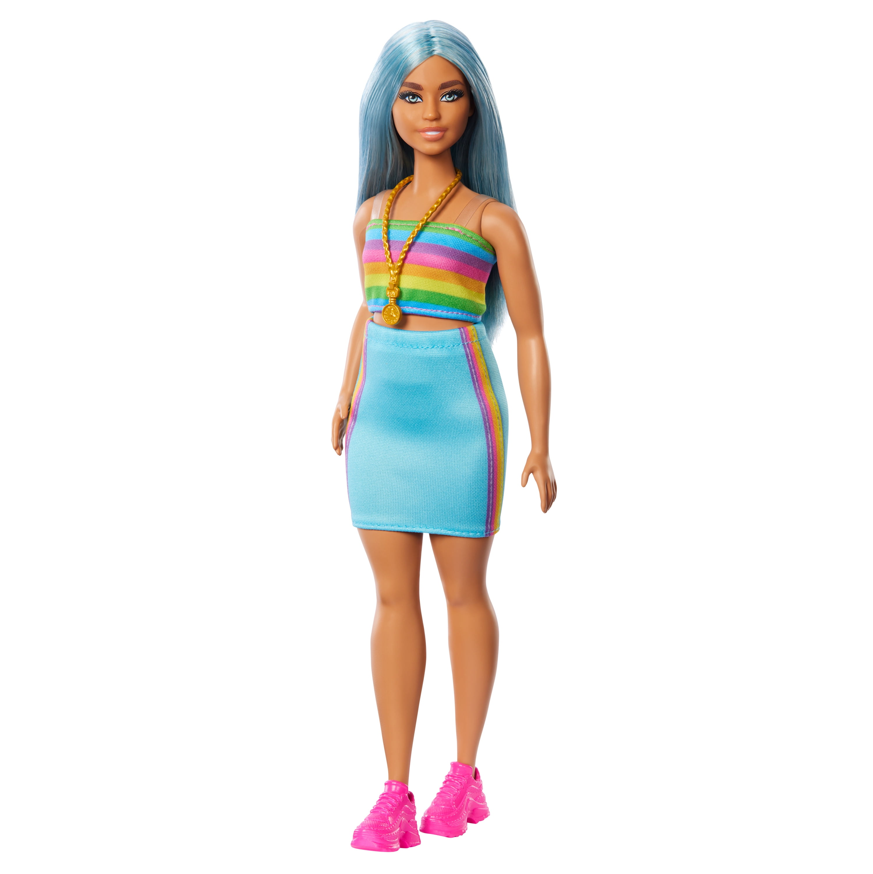 Barbie Fashionistas Doll 218 With Blue Hair Rainbow Top Teal Skirt barbie-fashionistas-doll-218-with-blue-hair-rainbow-top-teal-skirt
