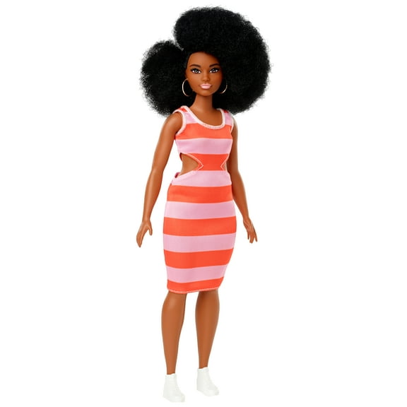 Barbie Fashionistas Doll, Curvy Body Type with Stripe Cut-Out Dress