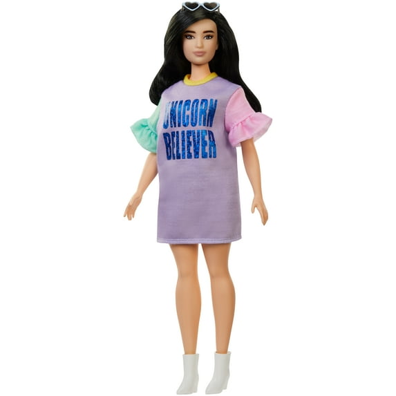 Barbie Fashionistas Doll, Curvy Body Type with Unicorn Believer Dress