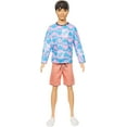 thumbnail image 1 of Barbie Fashionistas Ken Doll #219 with Slender Body Wearing a Removable Long-Sleeve Pink & Blue Patterned Shirt with Shorts, 1 of 7