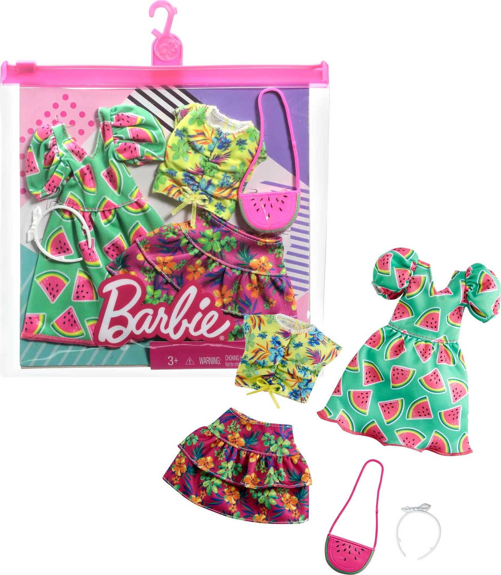 Barbie Fashion Pack of Doll Clothes, 1 Green & Black Zebra Print Mini Dress  & 2 Accessories, 1 - Fry's Food Stores