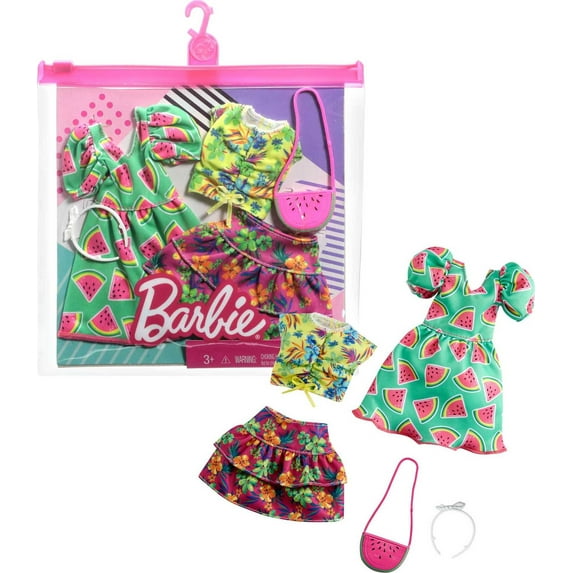 Barbie Fashions 2-Pack Clothing & Accessories Set Includes Watermelon-Print Dress