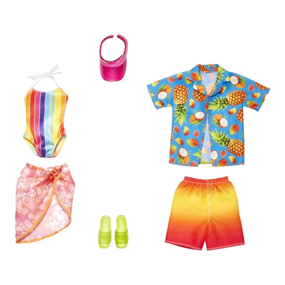 Barbie Fashions Doll Clothing and Accessory Beach 2-Pack for Barbie and Ken (2 Swim Outfits)