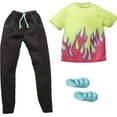 Barbie Fashions, Ken Doll Clothing with Neon Flame Shirt, Black Pants