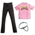 thumbnail image 1 of Barbie Fashions Pack: Ken Doll Clothes with Pink “Paradise” Top, Checked Pants & Chain Belt, 1 of 4