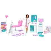 Barbie Fast Cast Clinic Playset with Brunette Barbie Doctor Doll, 4 Play Areas, 30+ Play Pieces
