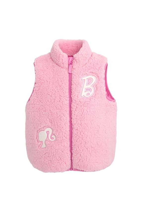 Faux Shearling Zip Up Sleeveless Jacket Vest Little Kid to Big Kid