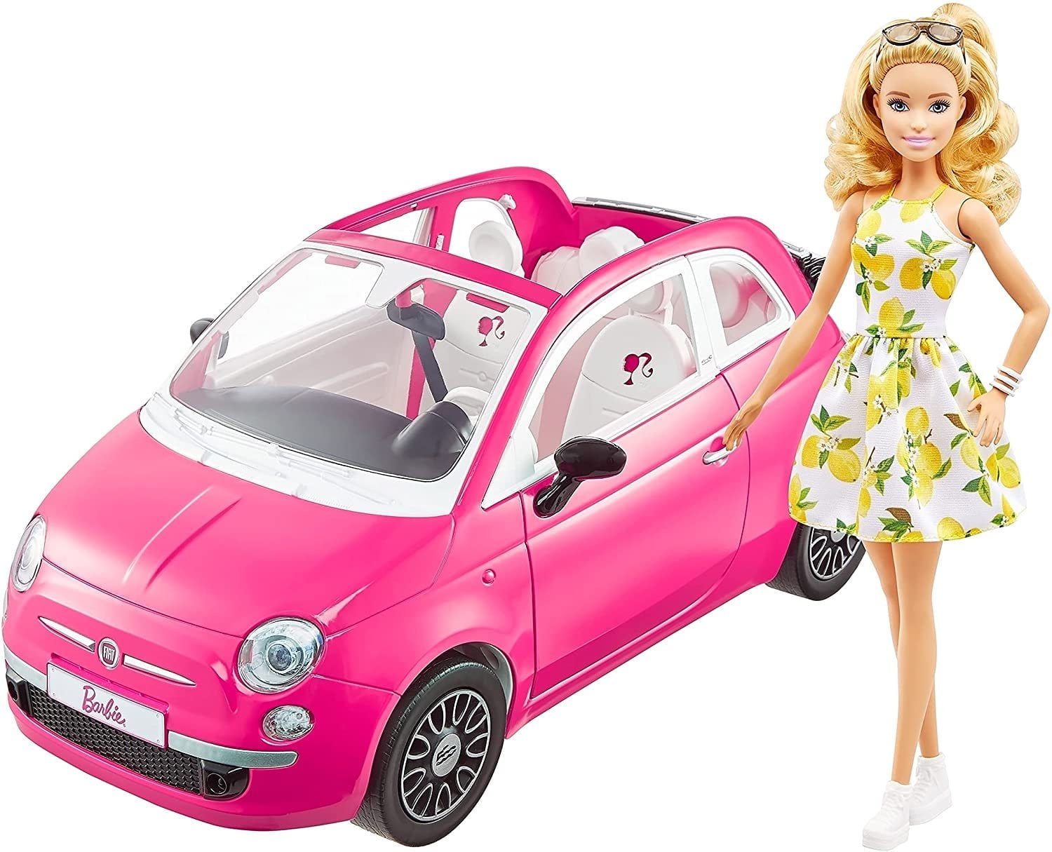 Barbie Fiat 500 Car and Doll Playset Pink Convertible for Child s Imaginative Play