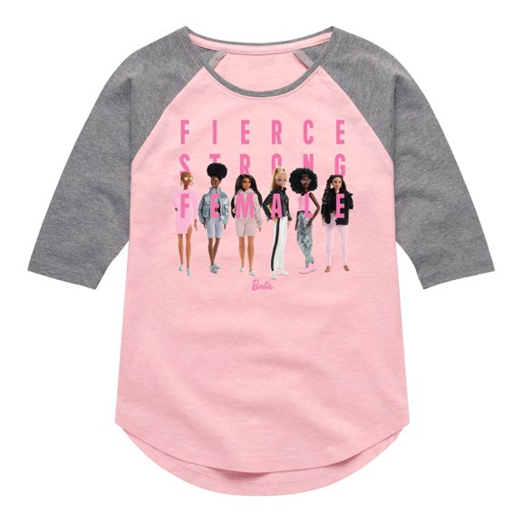 Barbie - Fierce Strong Female - Power Pose - Toddler And Youth Girls Raglan Graphic T-Shirt
