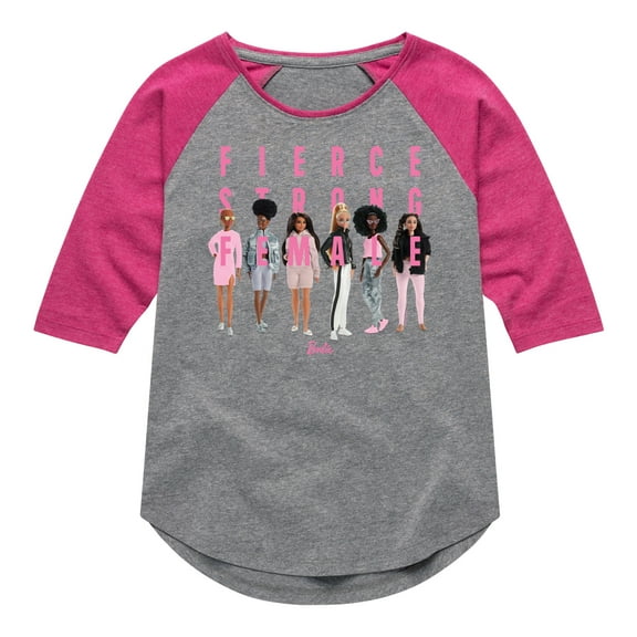 Barbie - Fierce Strong Female - Power Pose - Toddler And Youth Girls Raglan Graphic T-Shirt
