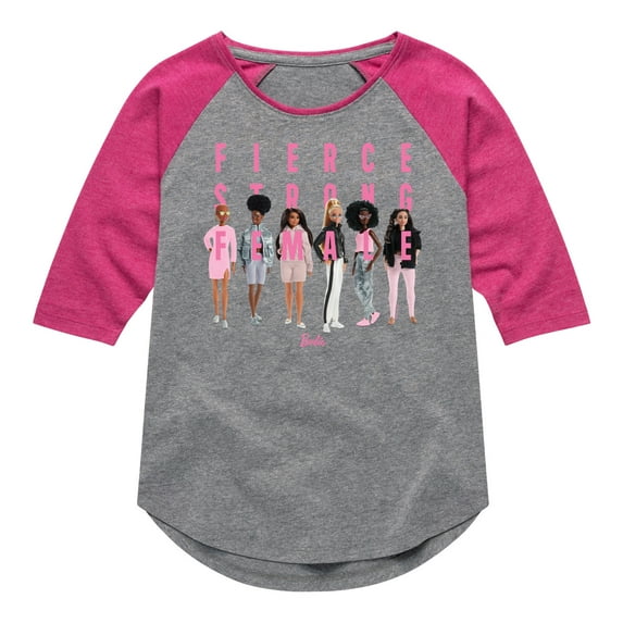 Barbie - Fierce Strong Female - Power Pose - Toddler And Youth Girls Raglan Graphic T-Shirt