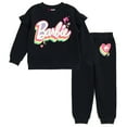 thumbnail image 1 of Barbie Fleece Drop Shoulder Sweatshirt and Jogger Pants Outfit Set Logo Newborn to Big Kid, 1 of 5