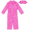 thumbnail image 1 of Barbie Fleece Pajama Coverall and Sleep Mask PJs Set Logo Little Kid to Big Kid, 1 of 5