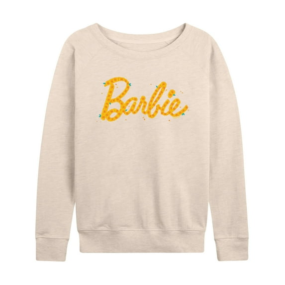 Barbie - Floral Pattern Logo Filled - Women's Lightweight French Terry Long Sleeve Shirt
