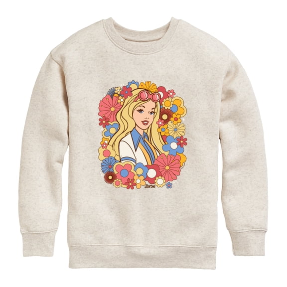 Barbie - Floral Portrait - Youth Boys Crew Fleece Sweatshirt