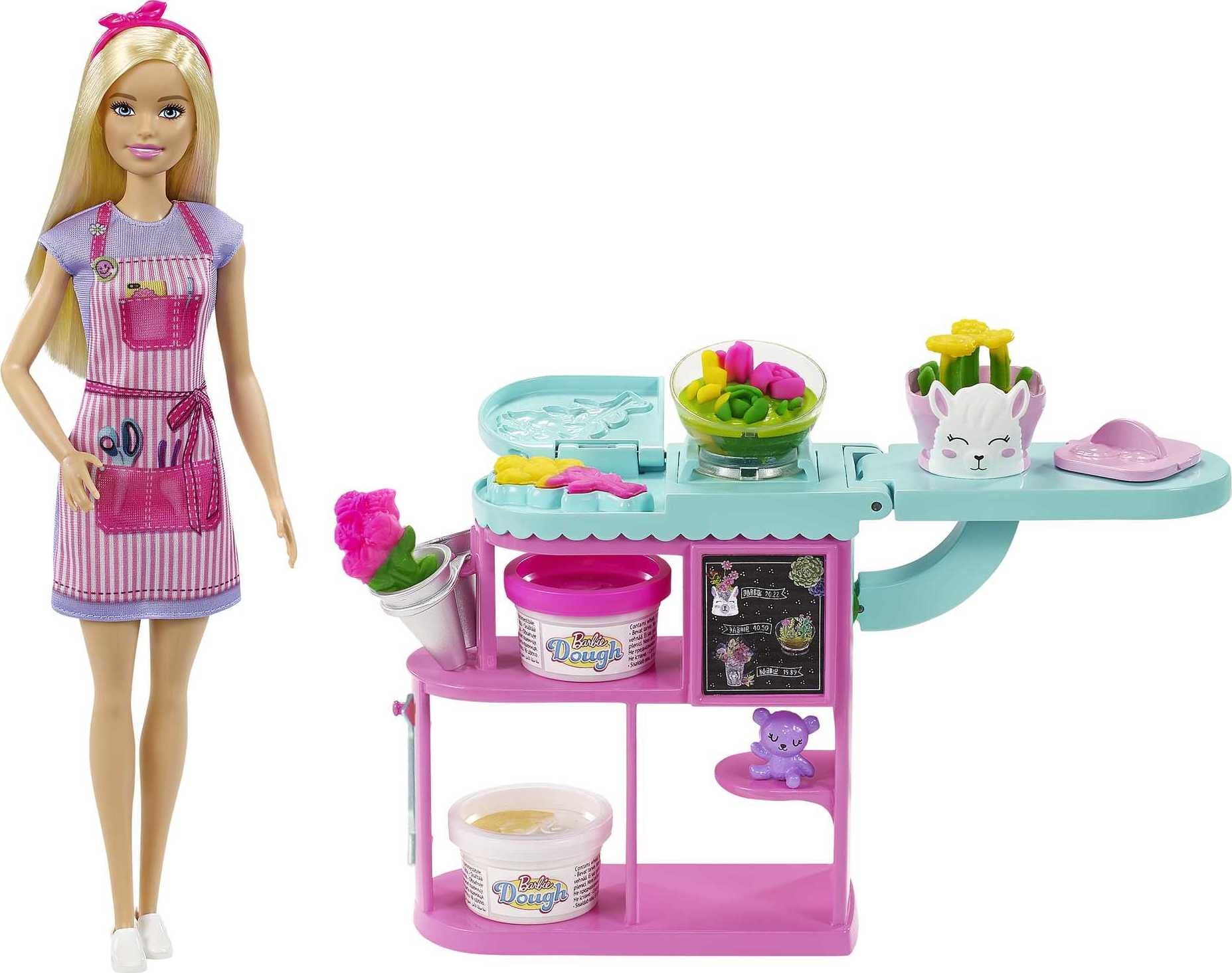 Barbie Florist Doll Playset with Flower-Making Station, Molds, Dough & Accessories, Doll - Walmart.com