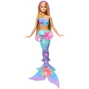 Barbie Flower Magic Mermaid Toy Doll with Surprise Blooming Flowers Feature & Pearl Headband Accessory
