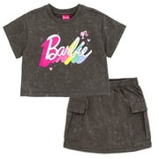 Barbie Toddler Girls' 2-Piece Tee and Skirt Set Optic Wash Grey