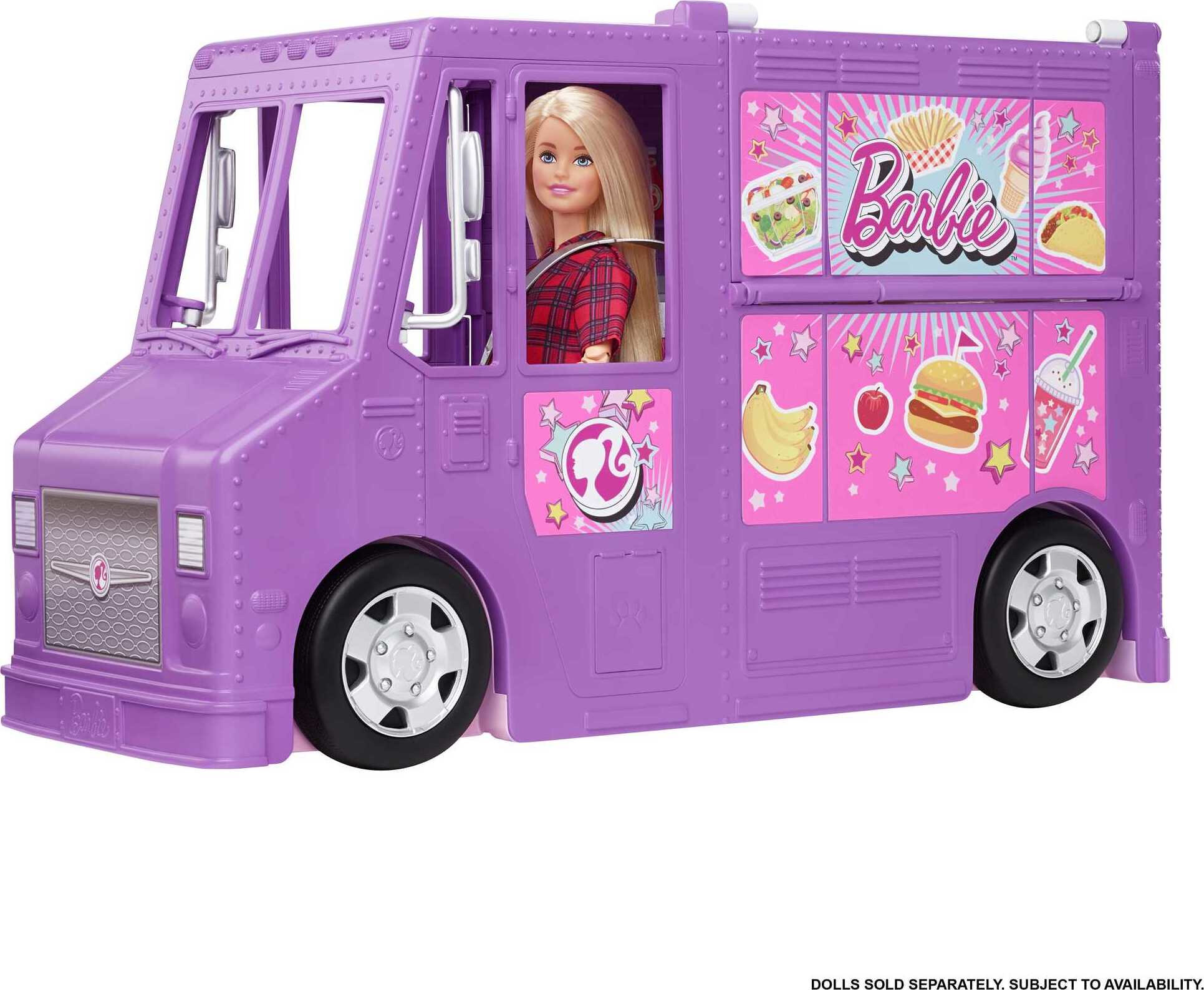 Barbie Fresh 'n Fun Food Truck Playset with Blonde Doll & 30+ Accessories. Lift Side for Kitchen - image 1 of 7