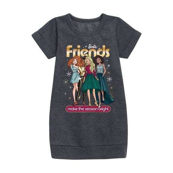 Barbie - Friends Make The Season Bright - Toddler And Youth Girls Fleece Dress
