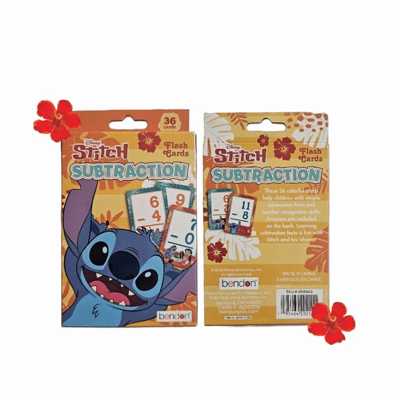 Disney Stitch Math Learning 36 Flash Cards, Subtraction