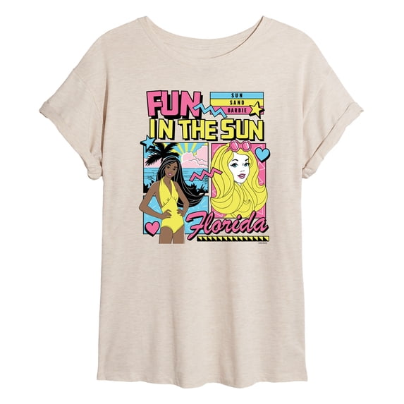 Barbie - Fun in the Sun Florida - Juniors Oversized Graphic T-Shirt