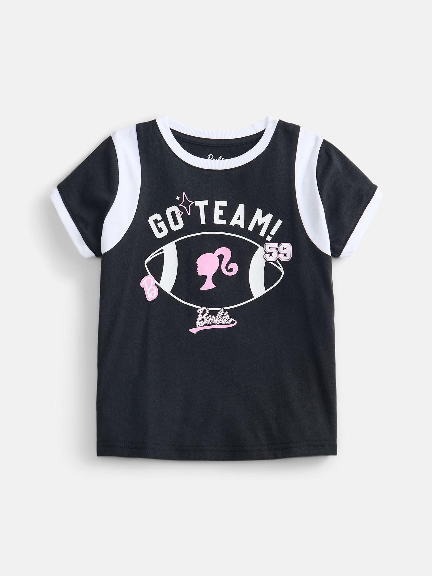 Barbie Girls Graphic Game Day Tee with. Short Sleeves, Sizes 4-16