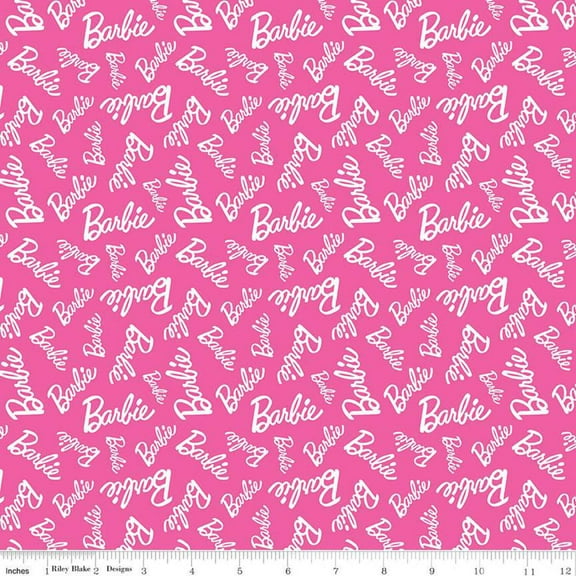 Barbie Girl Toss Hot Pink Cotton Fabric