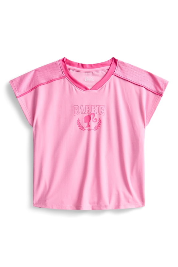 Girls Active V-Neck Graphic Jersey with Short Sleeves, Sizes 4-12