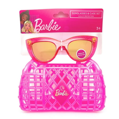 Barbie Girl's Fashion Sunglasses with Handled Cage Carrying Case