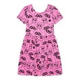 thumbnail image 1 of Barbie Girls' Print Skater Dress with Short Sleeves, Sizes 4-12, 1 of 3
