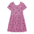 thumbnail image 1 of Barbie Girls' Print Skater Dress with Short Sleeves, Sizes 4-12, 1 of 3