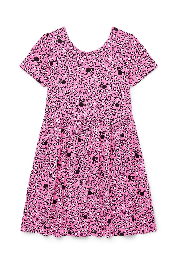 Girls' Print Skater Dress with Short Sleeves, Sizes 4-12