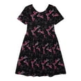 thumbnail image 1 of Barbie Girls' Print Skater Dress with Short Sleeves, Sizes 4-12, 1 of 3